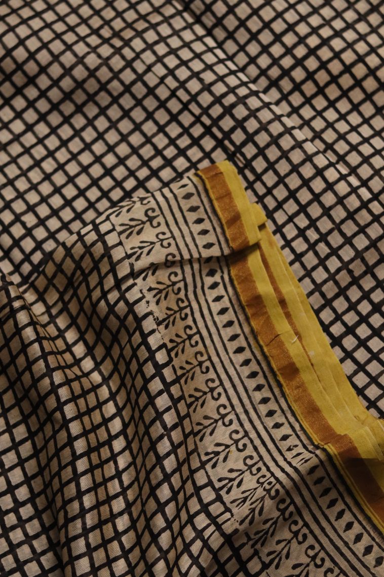 Festive Wear Chanderi Saree in Pastel Yellow with Printed Accents view 1