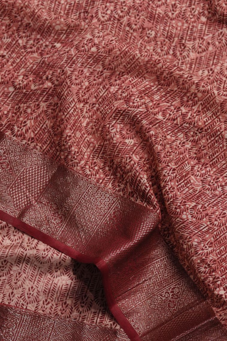 Classic Chanderi Saree in Rose view 1