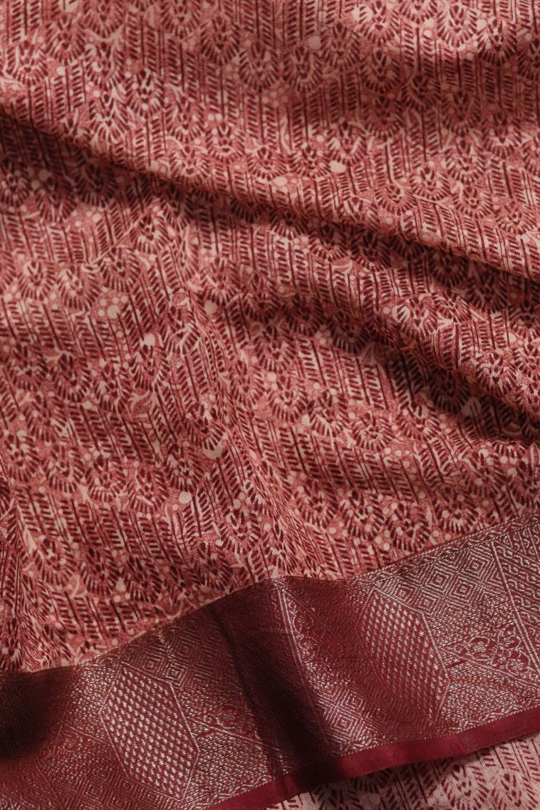 Classic Chanderi Saree in Rose view 4
