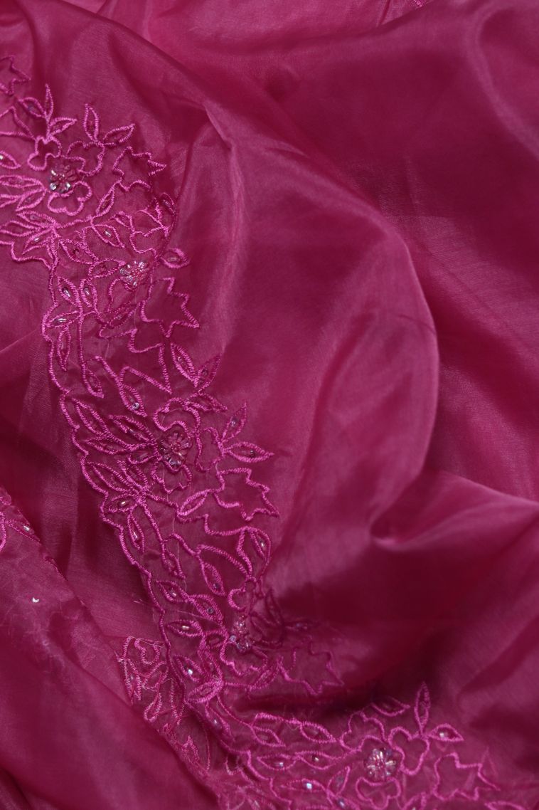Festive Wear Organza Saree with Elegant Floral Finish view 1