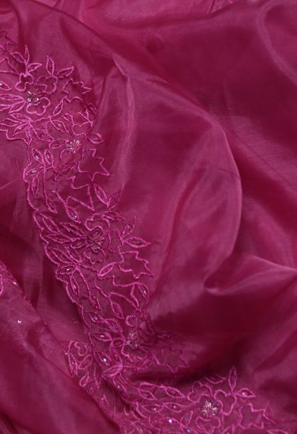 Festive Wear Organza Saree with Elegant Floral Finish