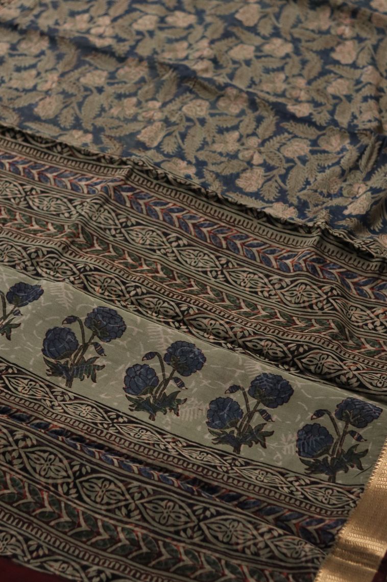 Chanderi Saree with Jacquard Gold Zari - Timeless Style view 2