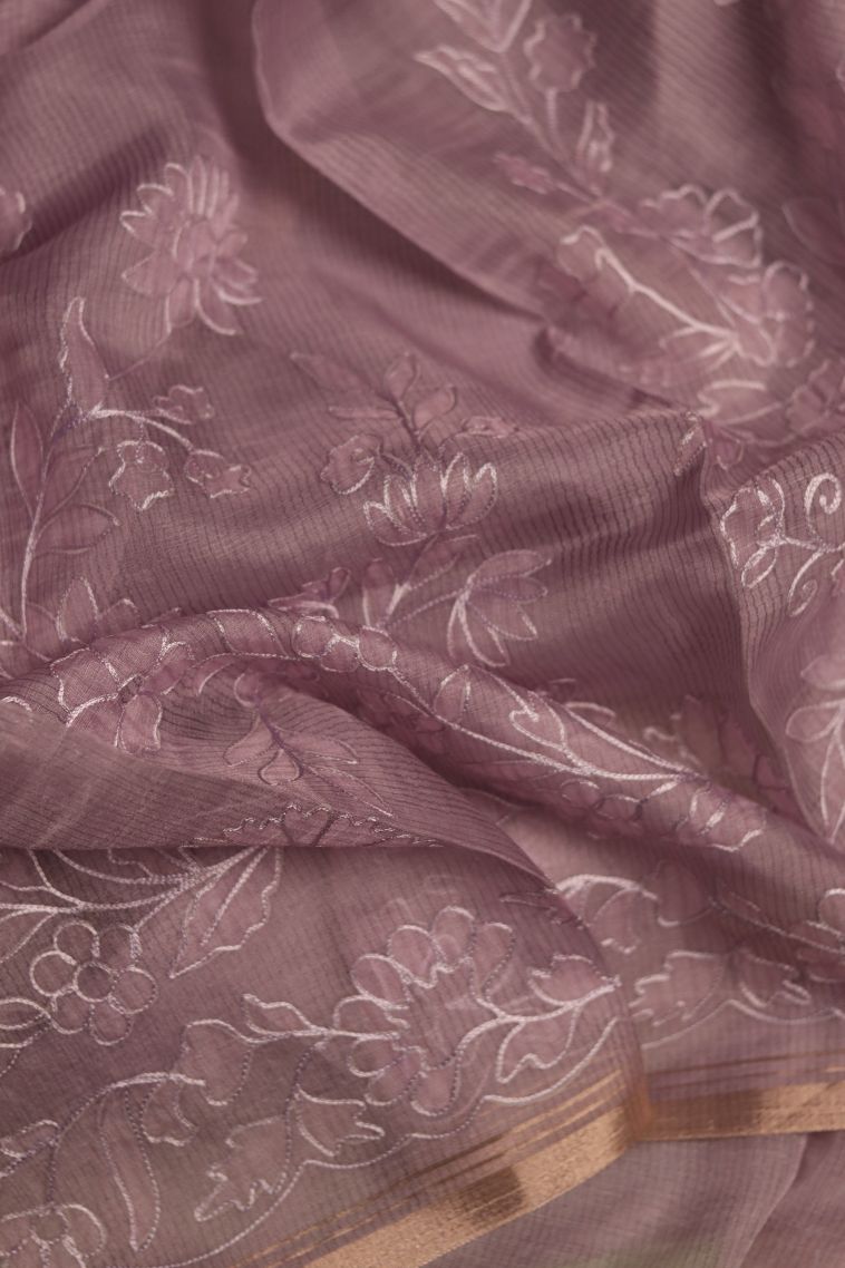 Elegant Organza Saree with Floral Border - Perfect for Festive view 4