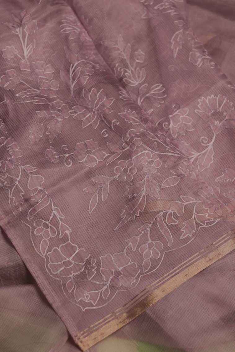 Elegant Organza Saree with Floral Border - Perfect for Festive view 2
