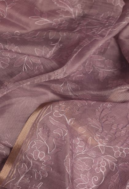 Elegant Organza Saree with Floral Border - Perfect for Festive
