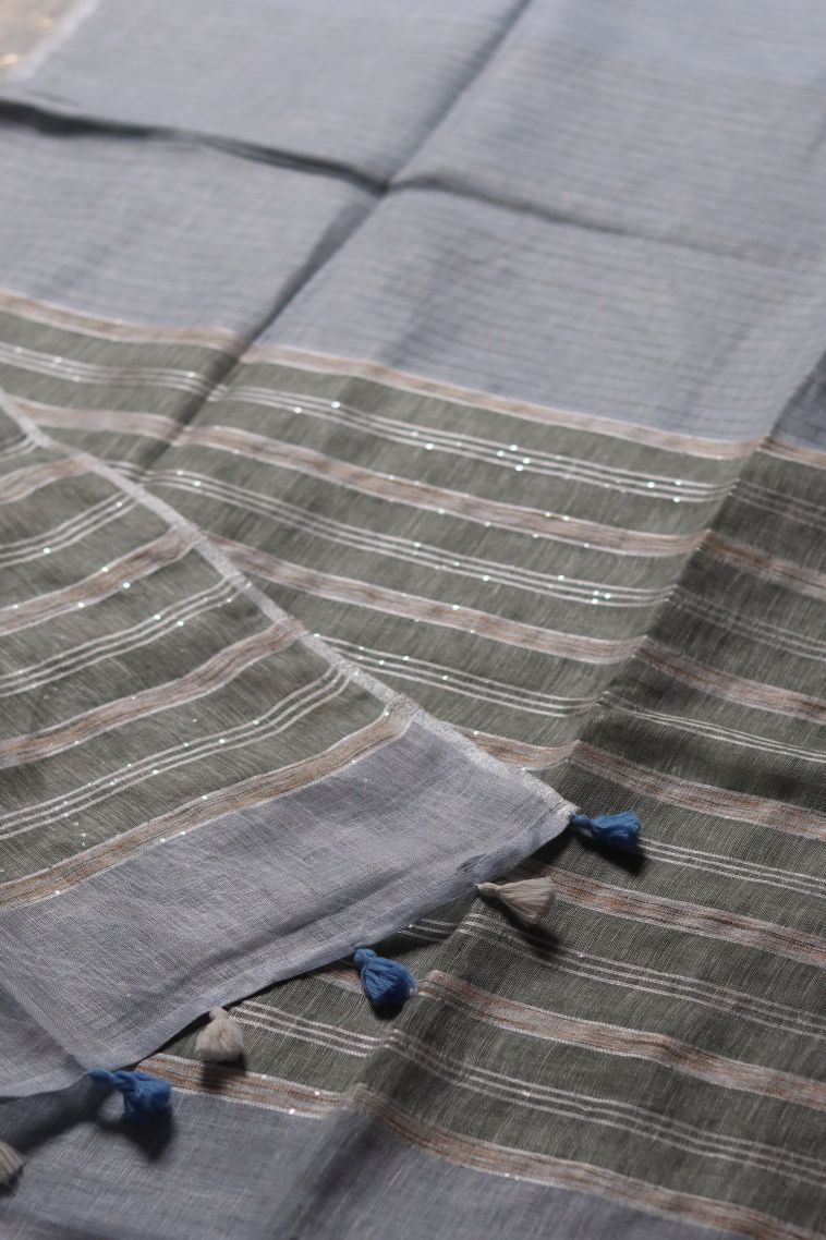 Festive Collection Linen Saree with Rich Stripes view 2