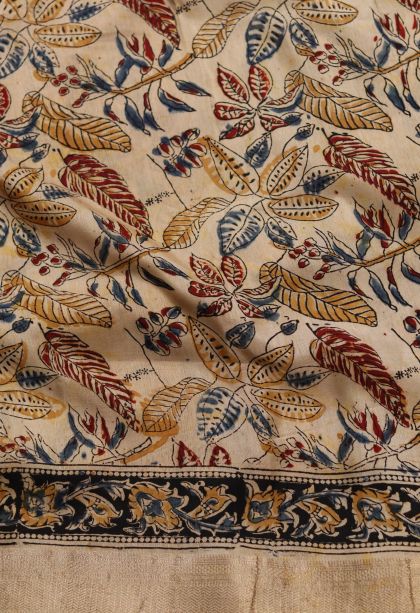 Modern Chanderi Saree in Pastel Yellow with Contrast Floral Motifs Border