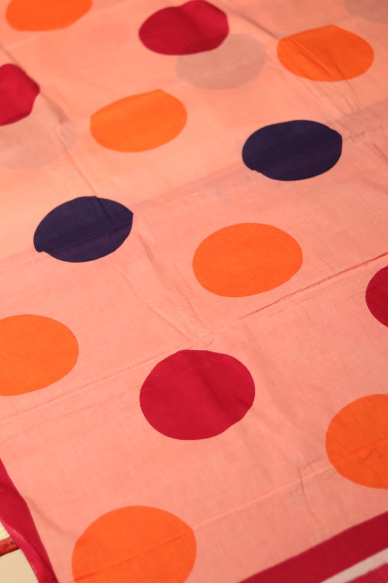 Classic Mul Cotton Saree in Peach view 2