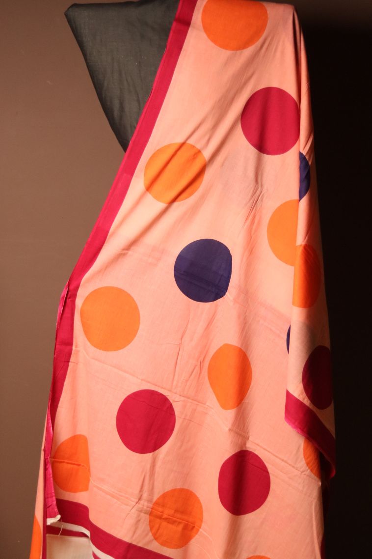 Classic Mul Cotton Saree in Peach view 1