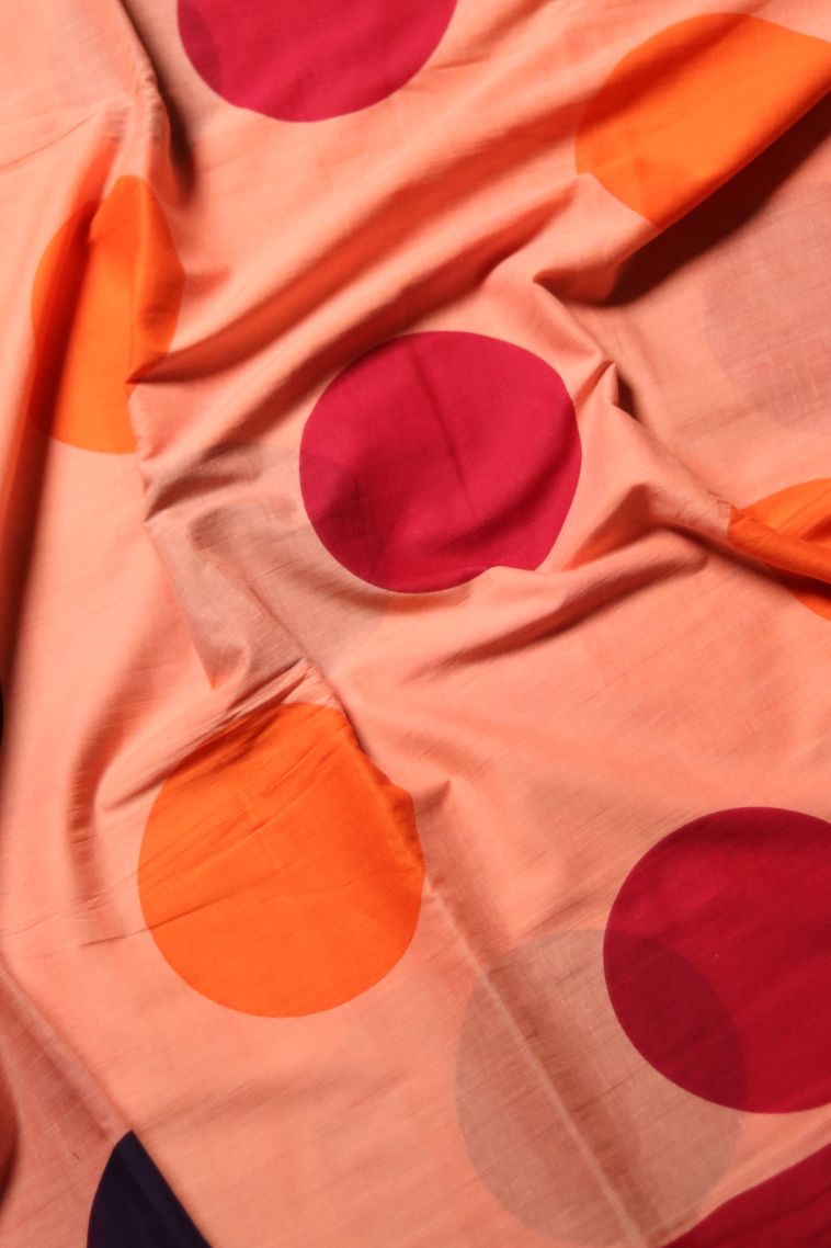 Classic Mul Cotton Saree in Peach view 4