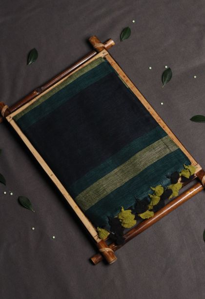 Office Wear Linen Saree with Elegant Stripes Finish