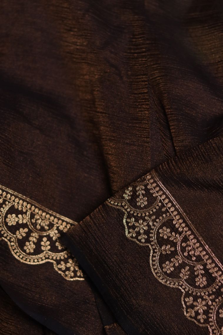Festive Wear Organza Saree with Elegant Floral Motifs Finish view 3