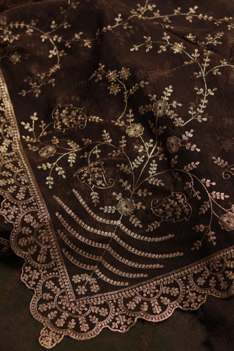 Festive Wear Organza Saree with Elegant Floral Motifs Finish view 2