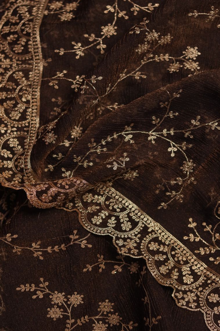 Festive Wear Organza Saree with Elegant Floral Motifs Finish view 1