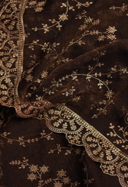 Festive Wear Organza Saree with Elegant Floral Motifs Finish