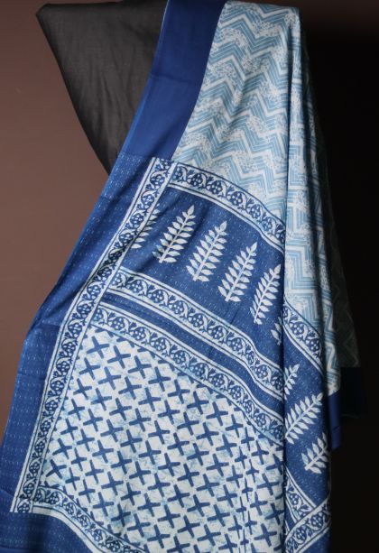 Designer Mul Cotton Saree in Pastel Blue with Elegant Solid Contrast Border