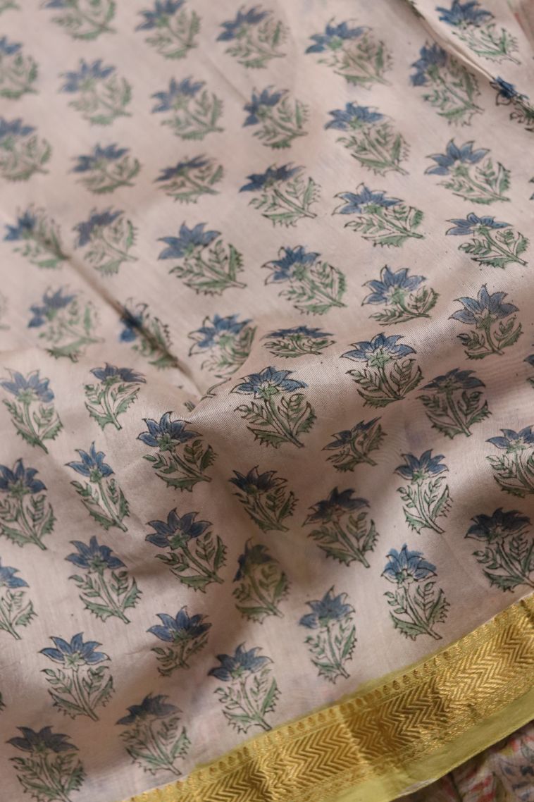 Classic Chanderi Saree in Multi-colour view 2