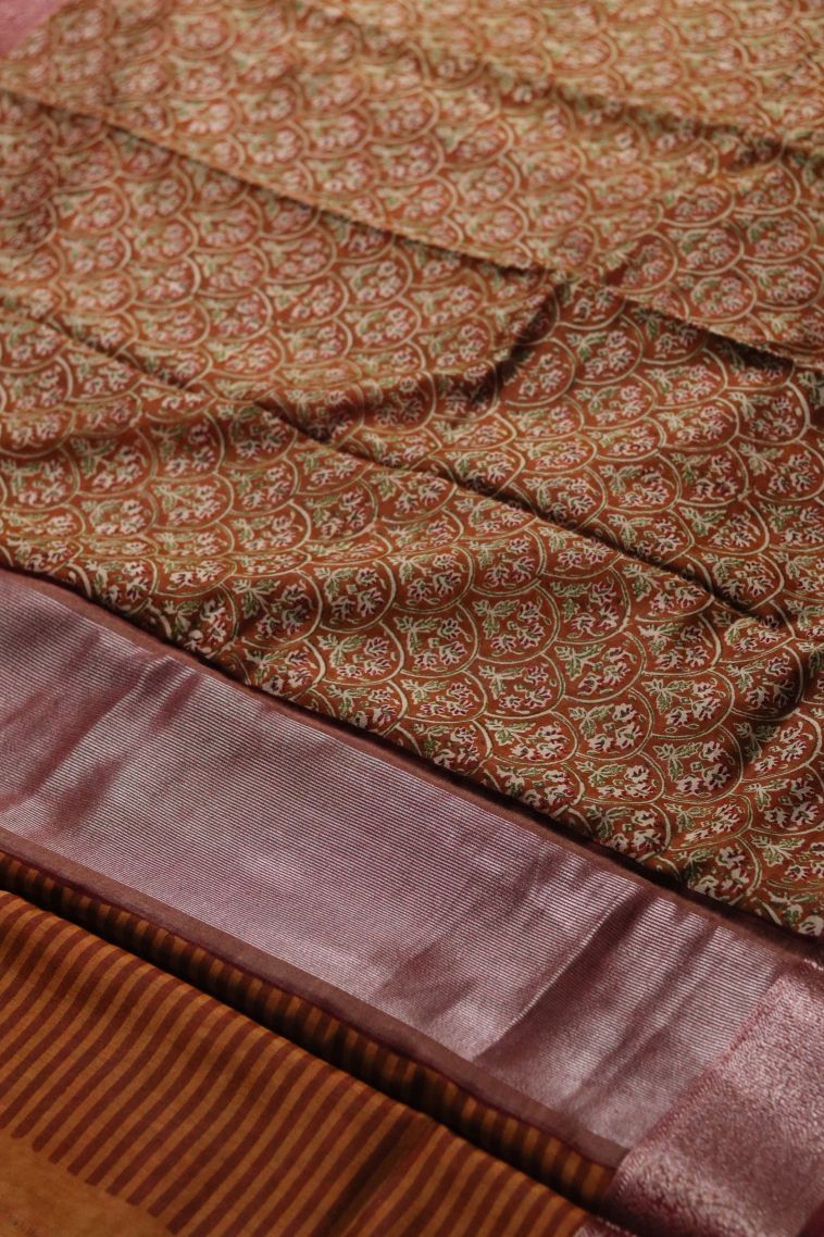 Classic Chanderi Saree in Amber view 2