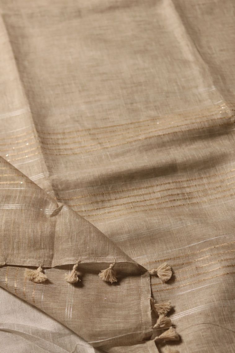 Traditional Solid Colour Linen Saree - Ideal for Office view 2