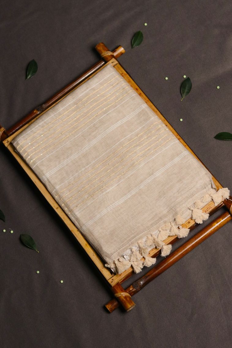 Traditional Solid Colour Linen Saree - Ideal for Office view 1