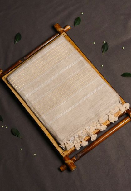 Traditional Solid Colour Linen Saree - Ideal for Office