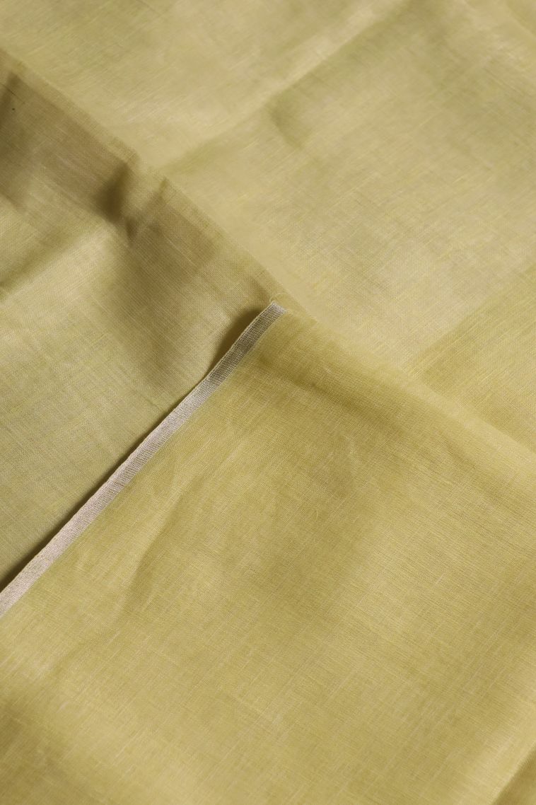 Classic Handwoven Linen Saree in Mustard Yellow view 4