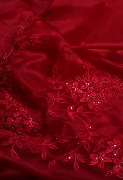 Organza Saree in Red Shade