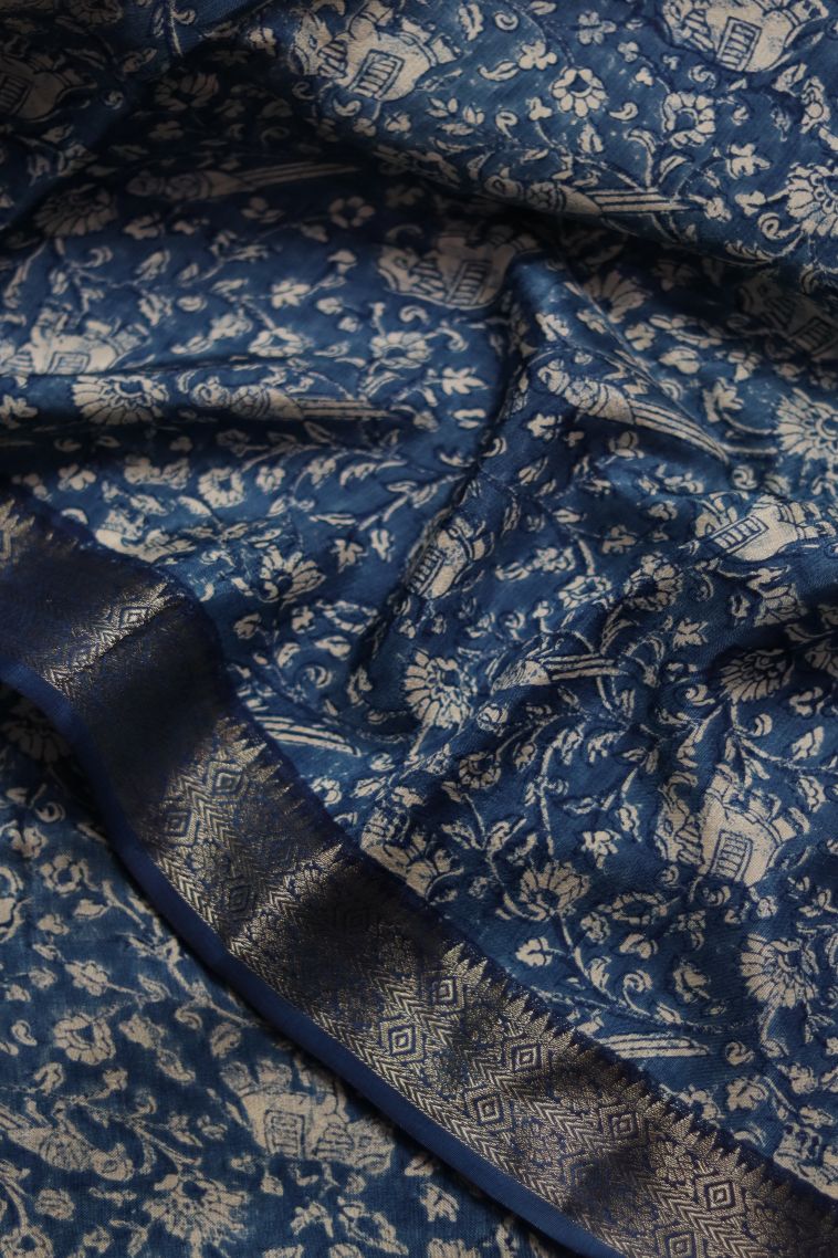 Designer Chanderi Saree with Printed Work - Festive Collection view 4