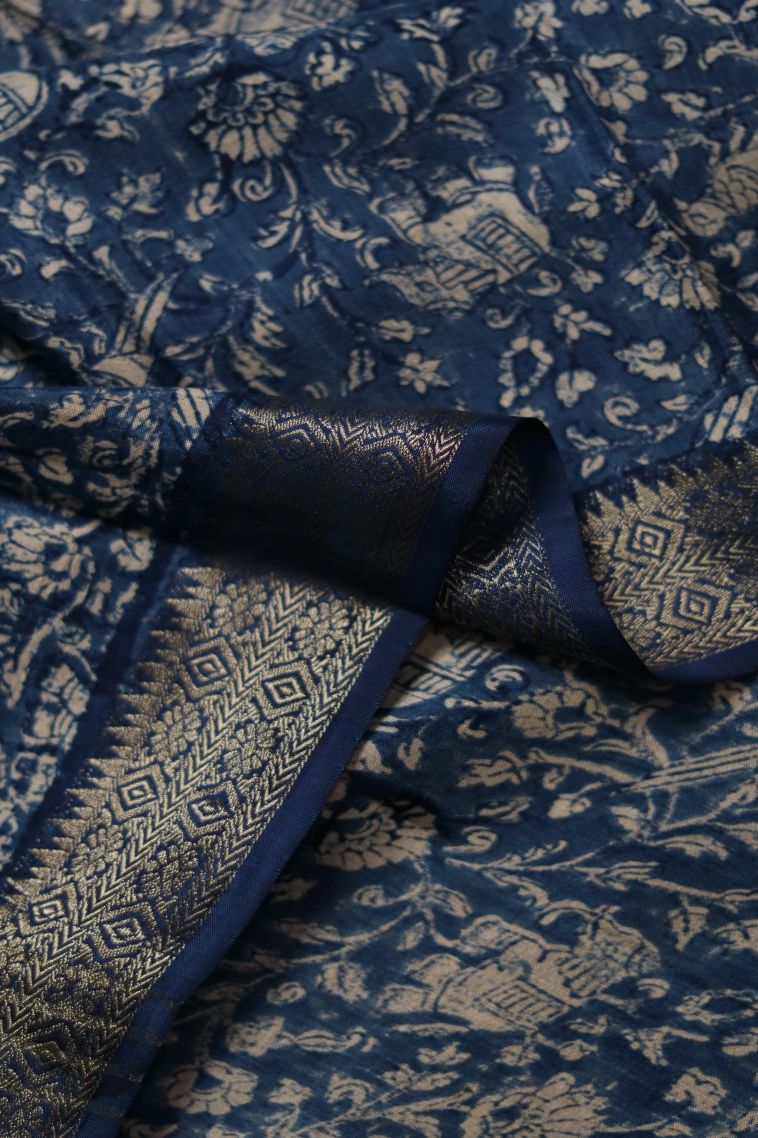 Designer Chanderi Saree with Printed Work - Festive Collection view 1