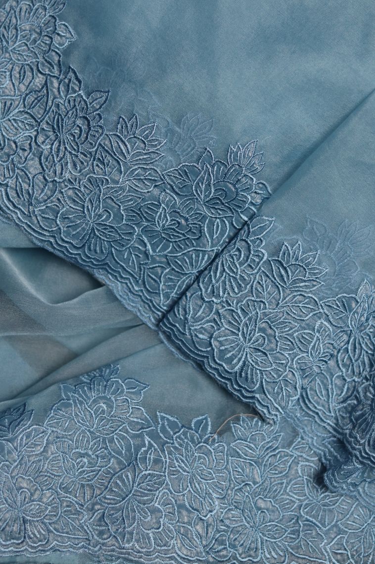 Traditional Solid Colour Organza Saree - Ideal for Festive view 4