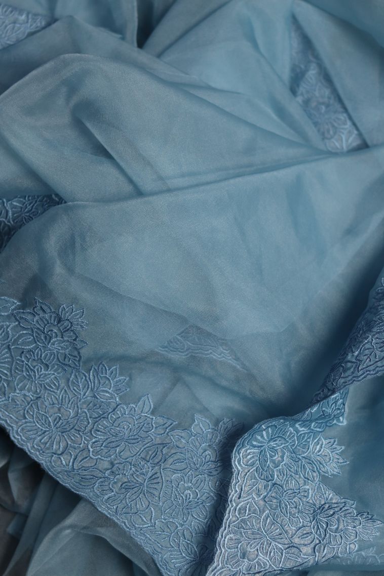 Traditional Solid Colour Organza Saree - Ideal for Festive view 3