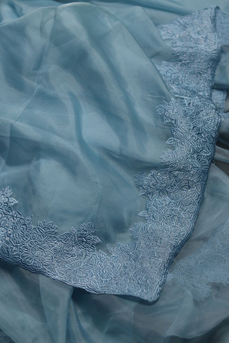Traditional Solid Colour Organza Saree - Ideal for Festive view 2