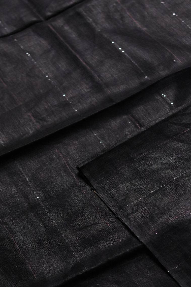 Festive Collection Linen Saree with Subtle Stripes Motifs view 4