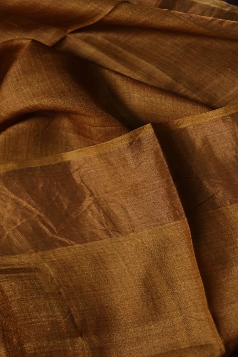 Party Wear Tusser Silk Saree in Maroon-red with Printed Accents view 3