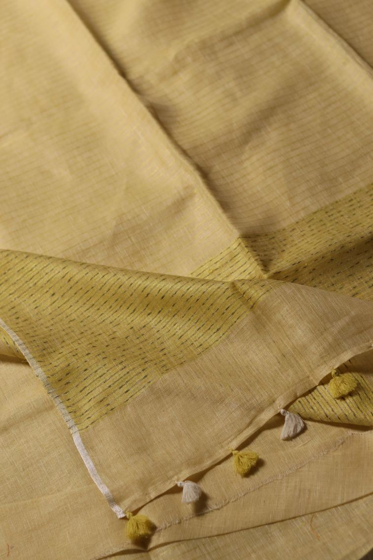 Linen Saree with Stripes Pattern - Timeless Style view 2