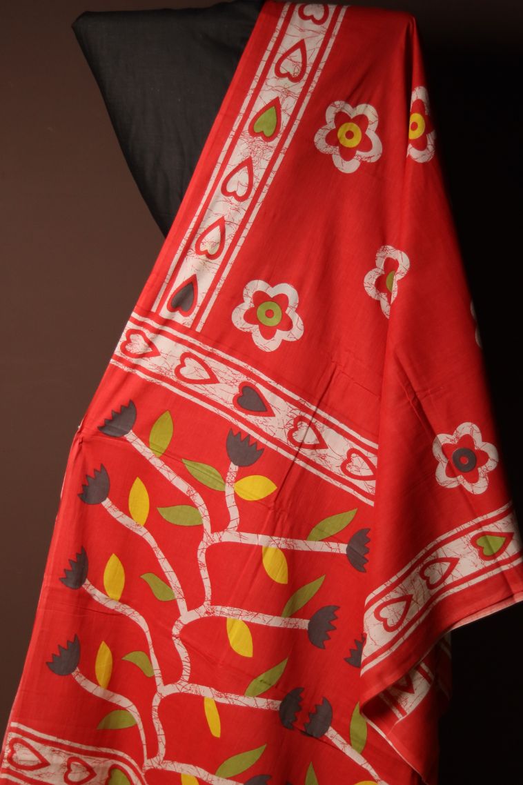 Graceful Red-orangeMul Cotton Saree view 1