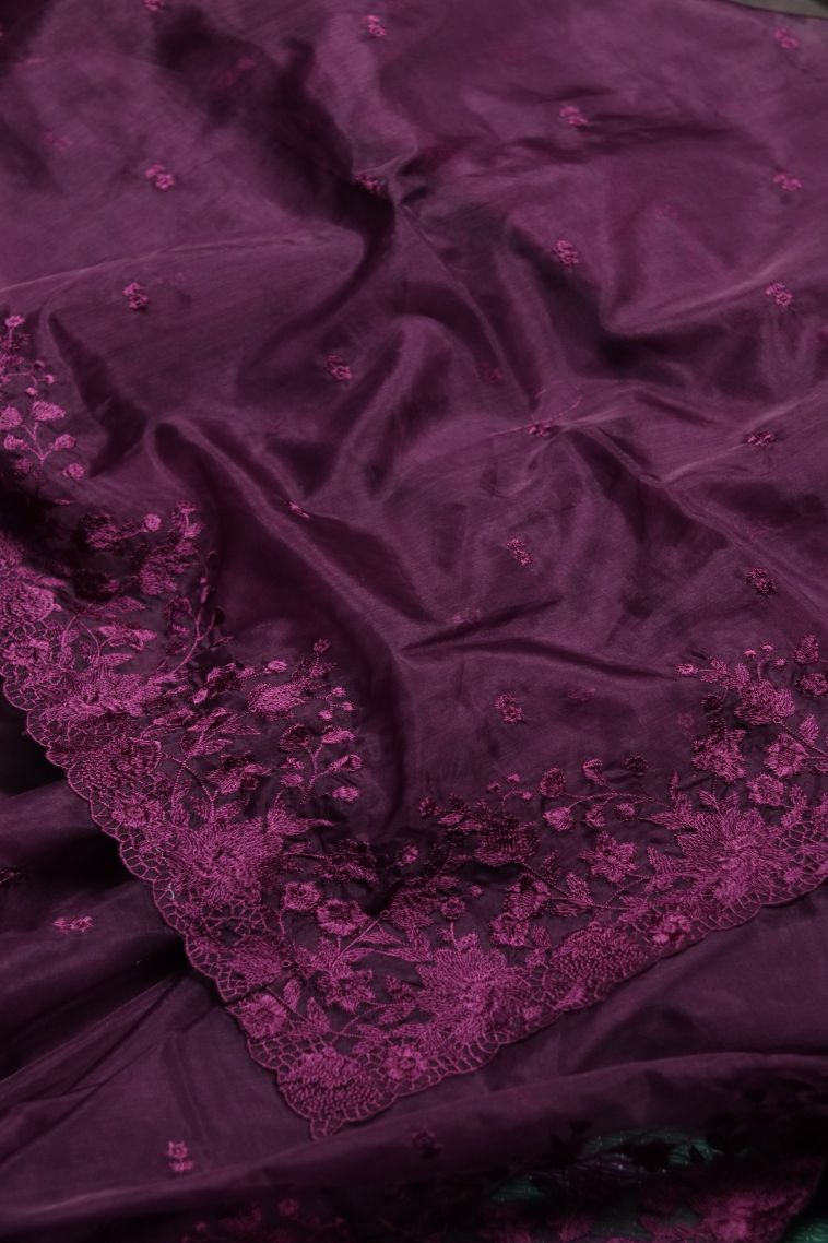 Classic Handwoven Organza Saree Featuring Floral Buti Patterns view 2
