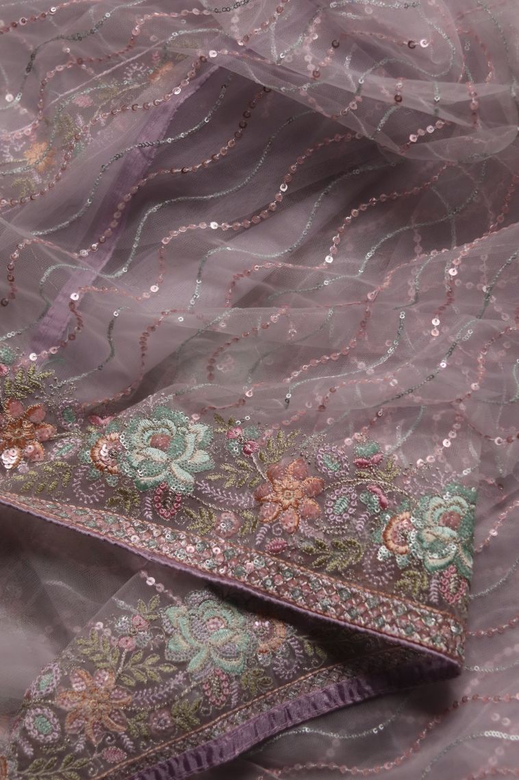 Designer Fancy Saree in Pastel Pink with Elegant Floral Motifs Border view 1