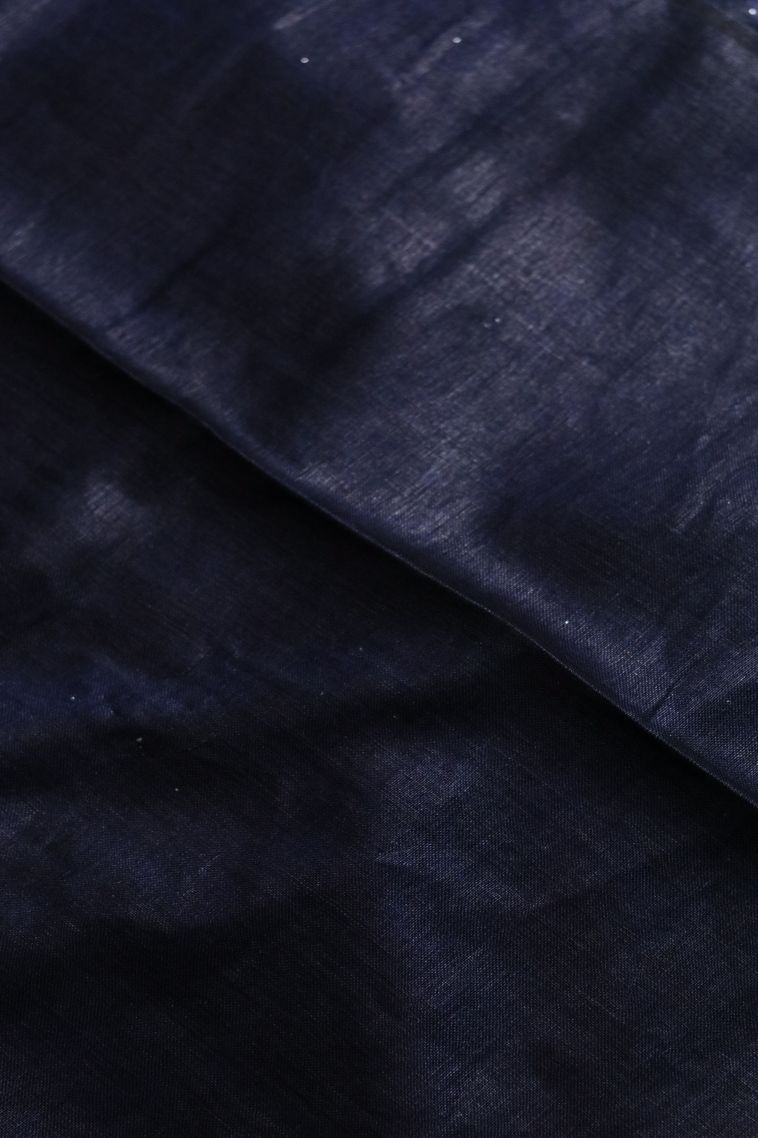Linen Saree in Navy Blue Shade with Stripes Finish view 3