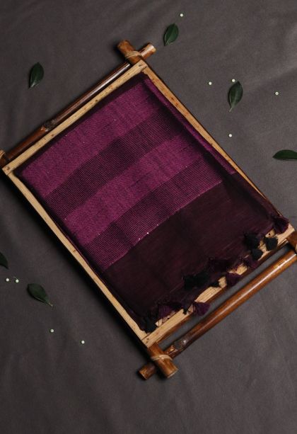 Festive Collection Linen Saree with Subtle Stripes Motifs